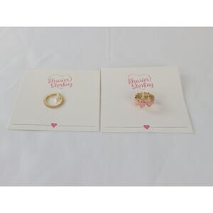 Frasier Sterling Ring Bundle Gold Tone Infinity Heart & Rhinestone Rings Size 5